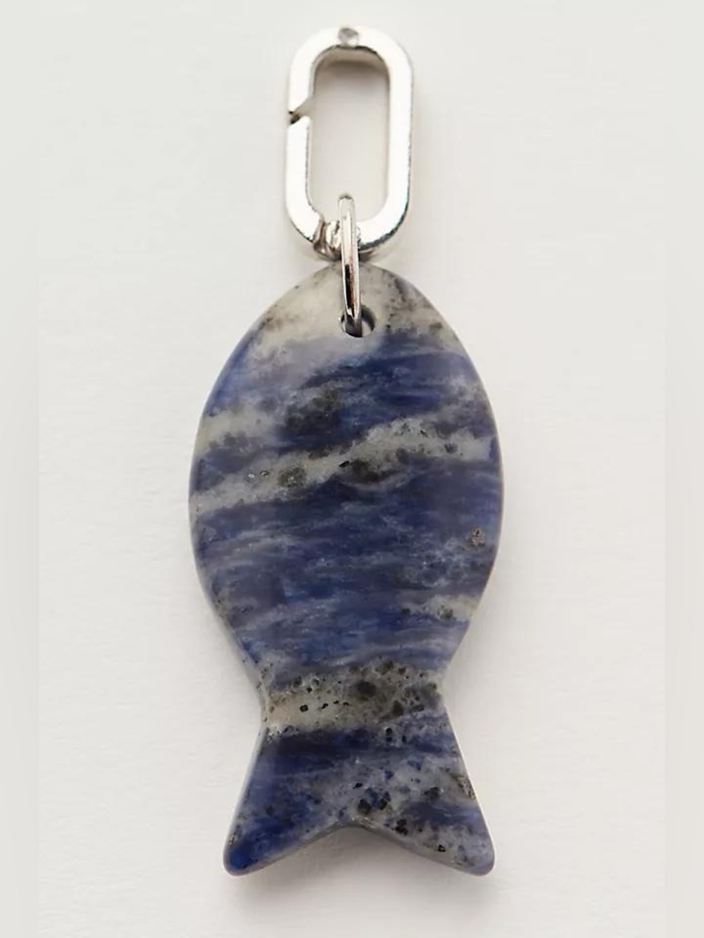 FREE PEOPLE Stone Fish Bag Charm Blue Sodalite Fish Pendant Charm